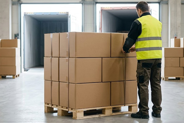 Baking chocolate supplier Iran packing export toffee cartons on pallets